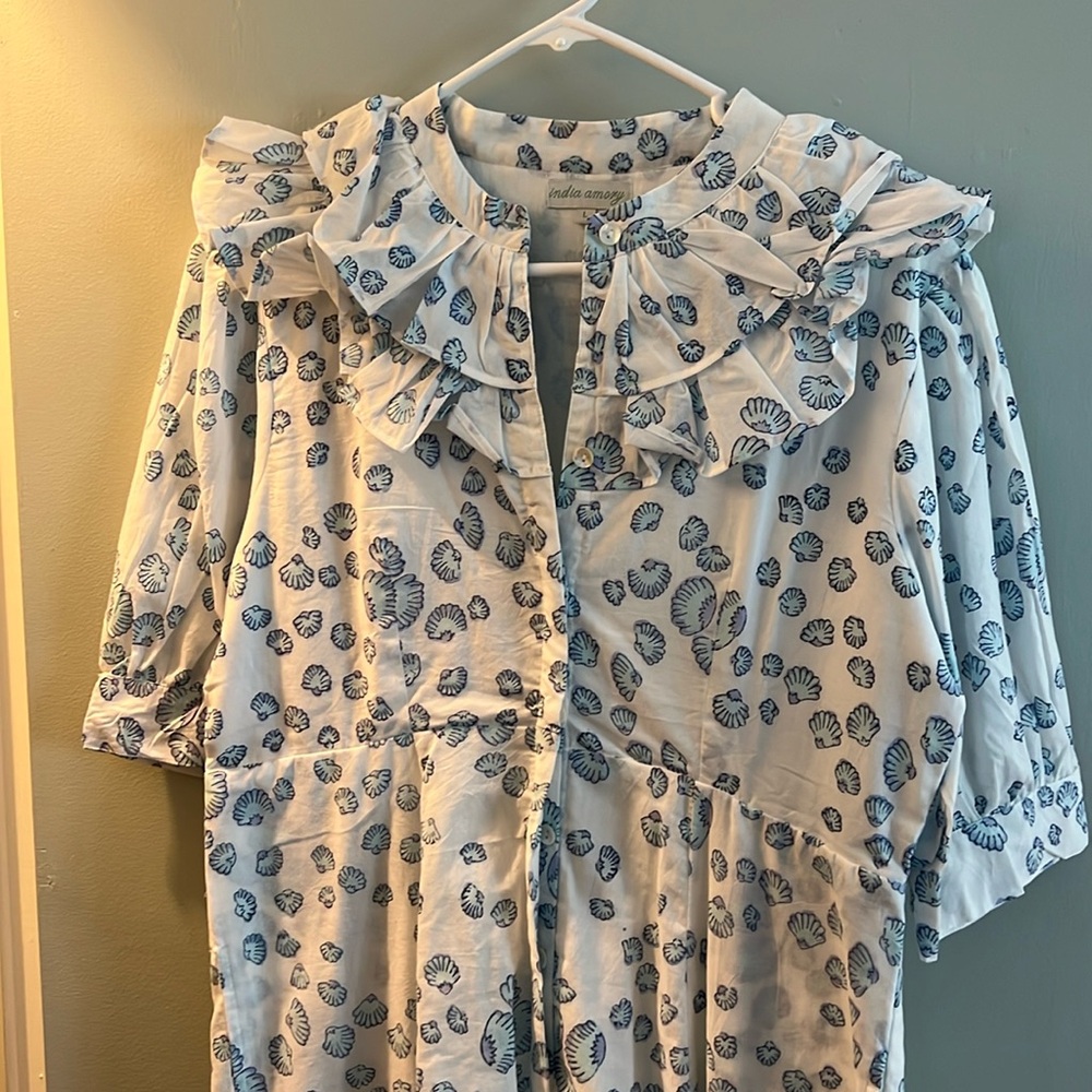 Julia Amory Blue Seashell Shirt Dress